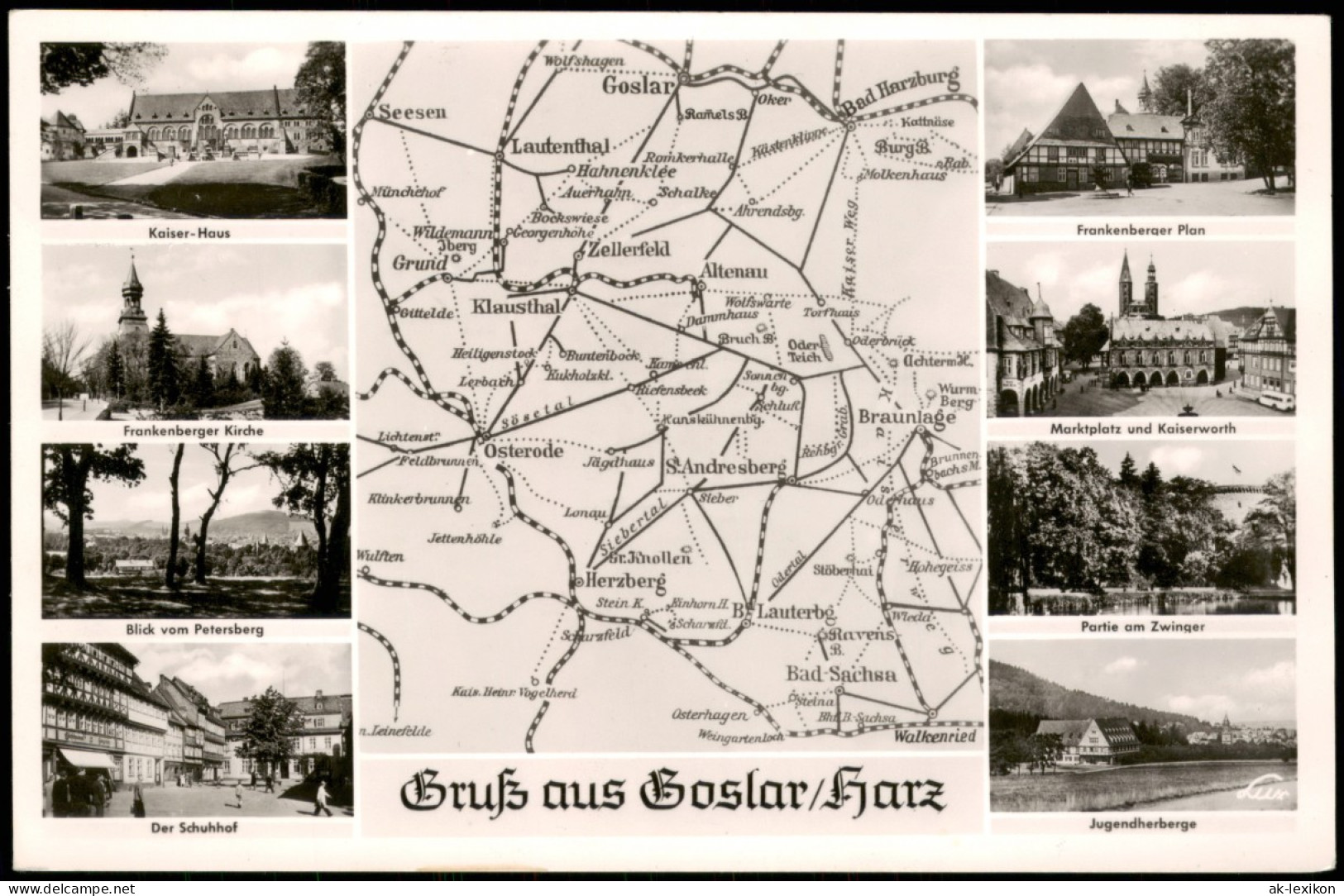 Goslar Umland-Ansichten Gruss-Aus-Mehrbildkarte Mit Landkarte 1960 - Goslar