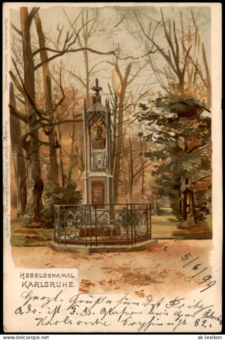 Ansichtskarte Litho AK Karlsruhe Hebeldenkmal 1899 - Karlsruhe