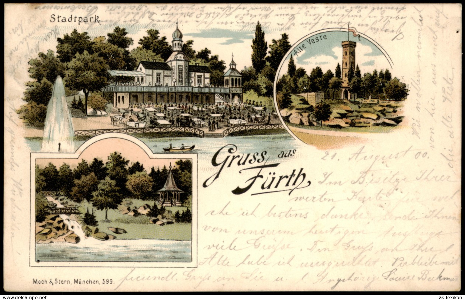 Ansichtskarte Litho AK Fürth Stadtpark, Restaurant 1900 - Fürth
