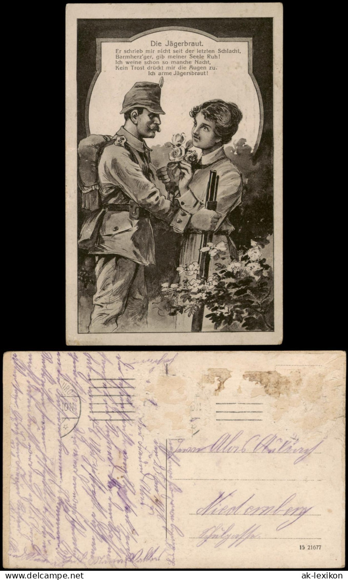 Ansichtskarte  Die Jägerbraut - Militaria WK1 Text 1918 - Oorlog 1914-18