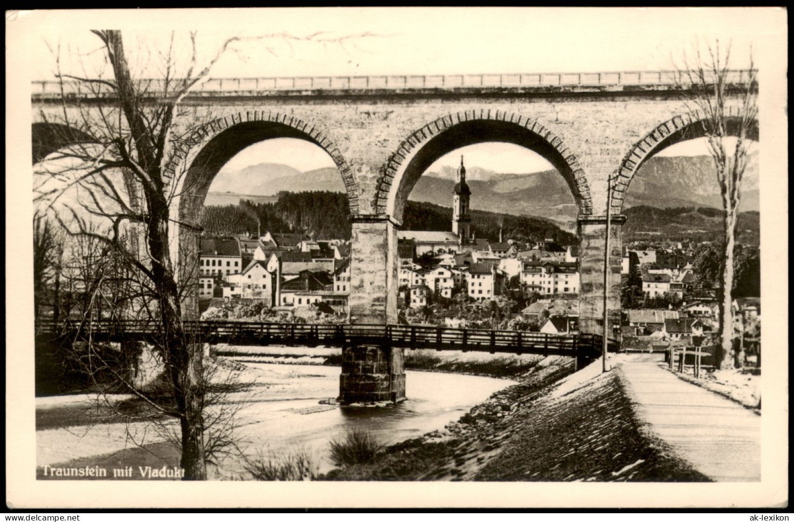 Ansichtskarte Traunstein Stadt Durch Das Viadukt 1953 - Traunstein