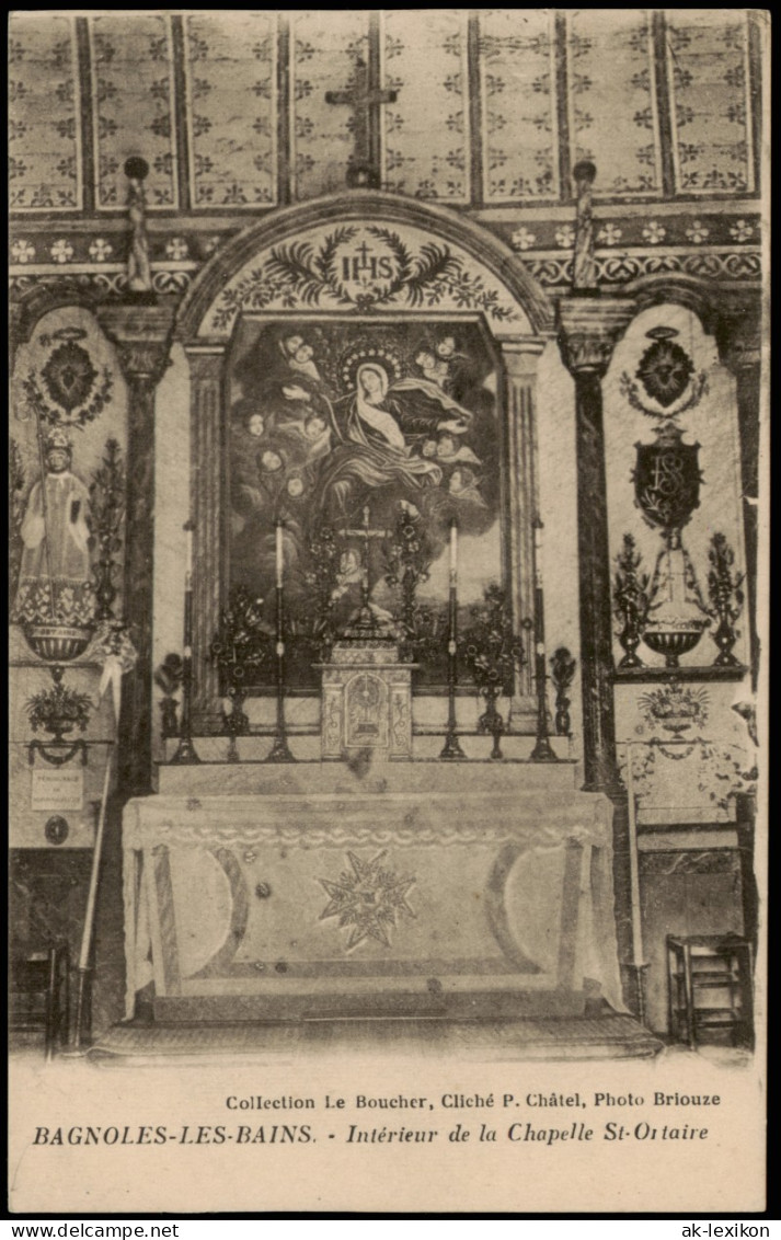 CPA Bagnols-les-Bains Intérieur De La Chapelle St-Ontaire 1912 - Sonstige Gemeinden