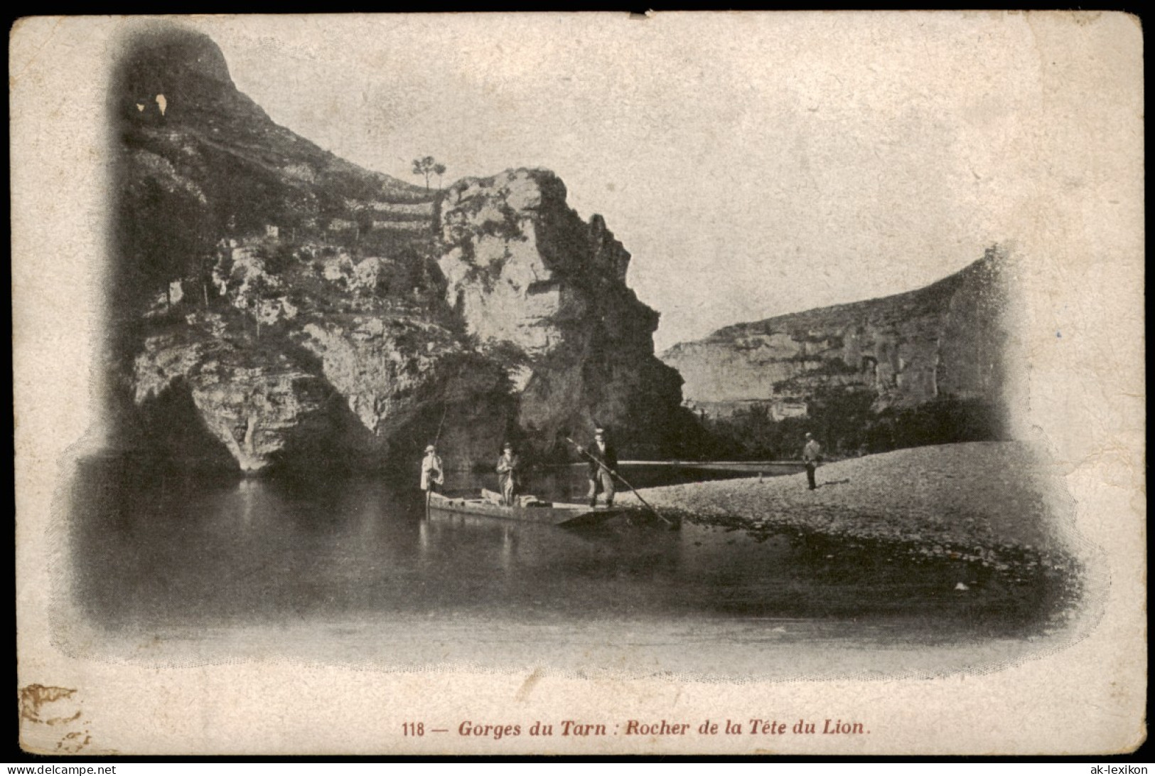 CPA Sainte-Enimie Rocher De La Tête Du Lion. Boot 1909 - Sonstige Gemeinden