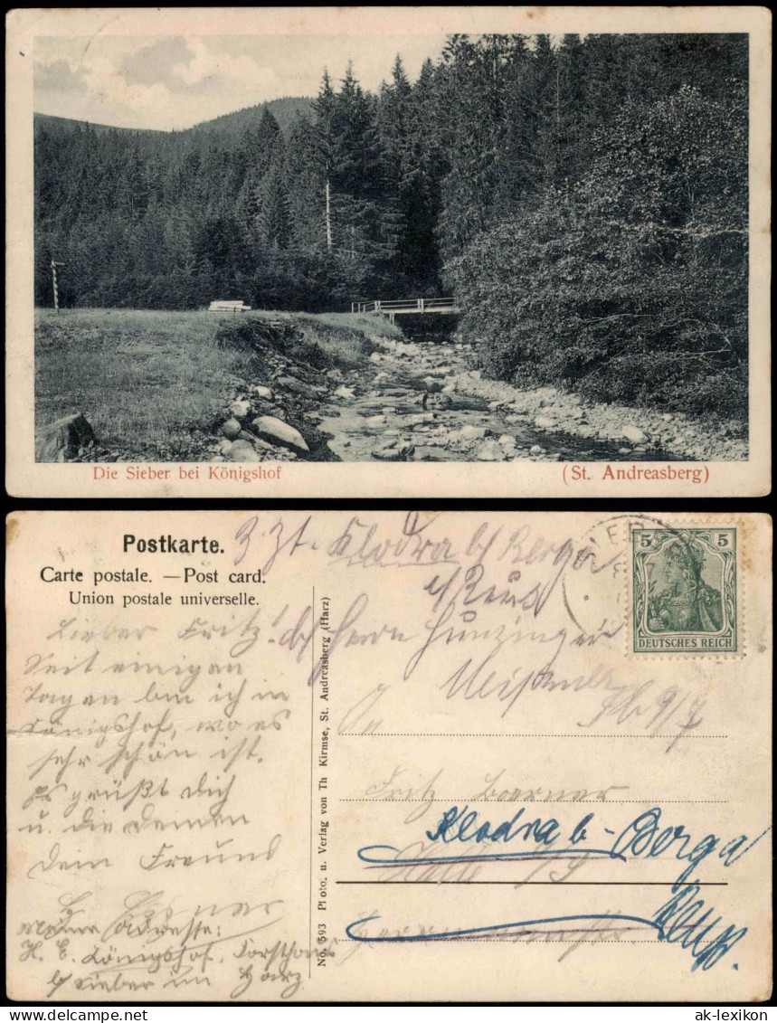 Ansichtskarte Sankt Andreasberg-Braunlage Die Sieber Bei Königshof 1913 - St. Andreasberg