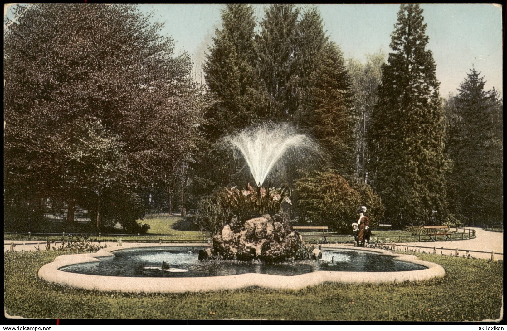 Ansichtskarte Baden-Baden Fontaine Im Kurpark 1913 - Baden-Baden