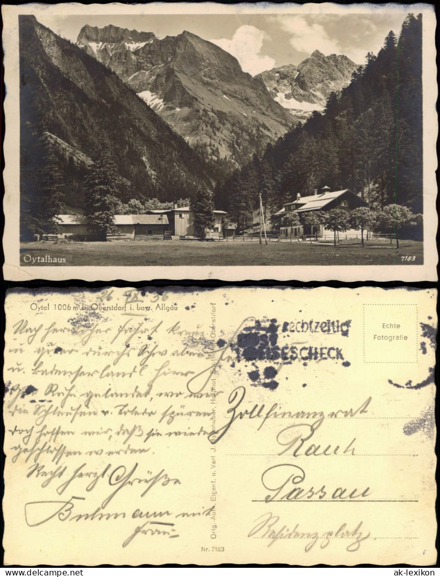 Ansichtskarte Oberstdorf (Allgäu) Oytalhaus Im Oy-Tal Allgäu 1936 - Oberstdorf