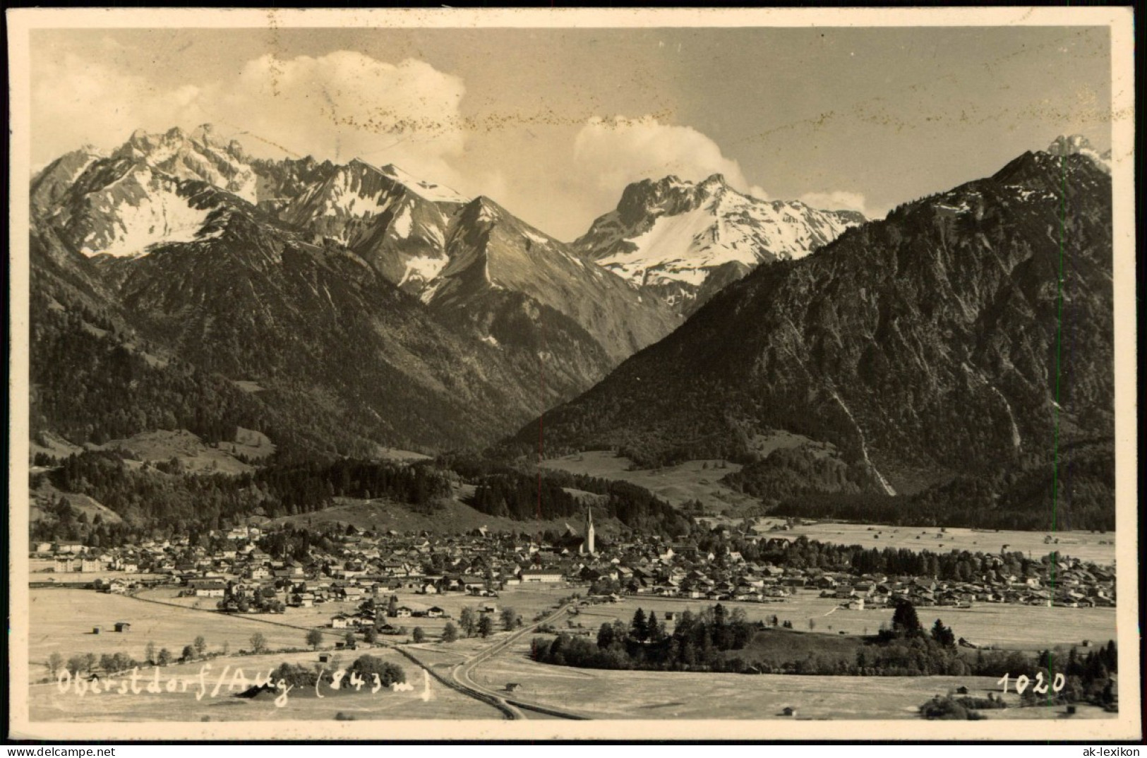 Ansichtskarte Oberstdorf (Allgäu) Panorama-Ansicht Blick Zu Den Alpen 1954 - Oberstdorf