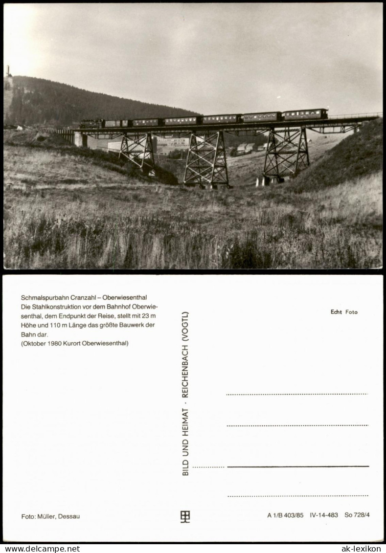 Ansichtskarte .Sachsen Schmalspurbahn Cranzahl-Oberwiesenthal, Brücke 1985 - Oberwiesenthal