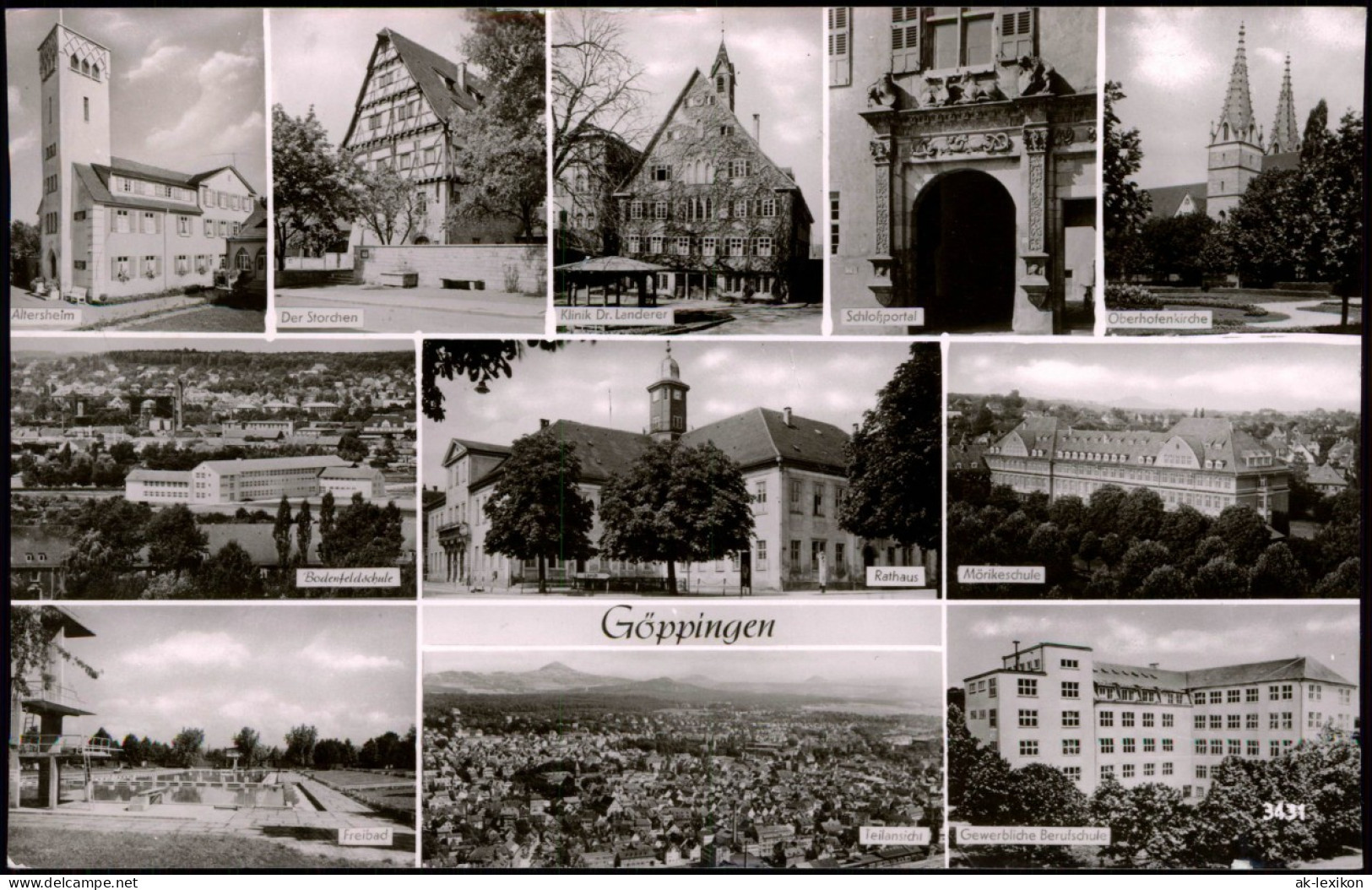 Göppingen Mehrbildkarte Mit Stadtteilansichten, Freibad, Berufsschule Uvm. 1963 - Göppingen