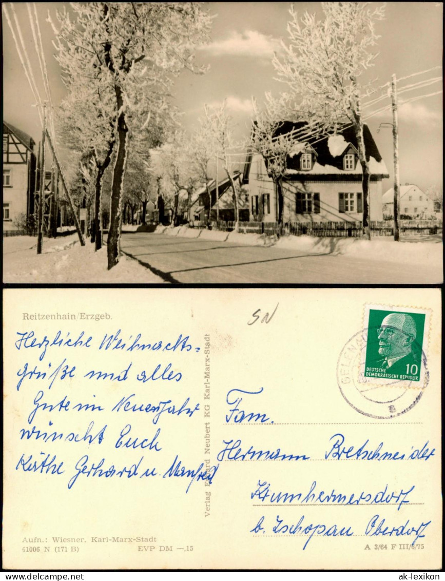 Reitzenhain-Marienberg Im Erzgebirge Straßen Ansicht Verschneit  1964 - Marienberg