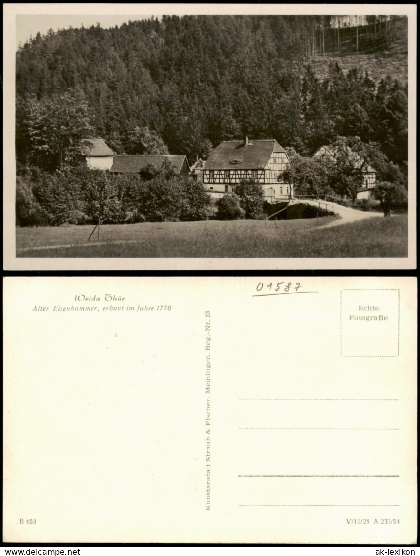 Ansichtskarte Weida (Thüringen) Panorama-Ansicht; Alter Eisenhammer 1954 - Weida