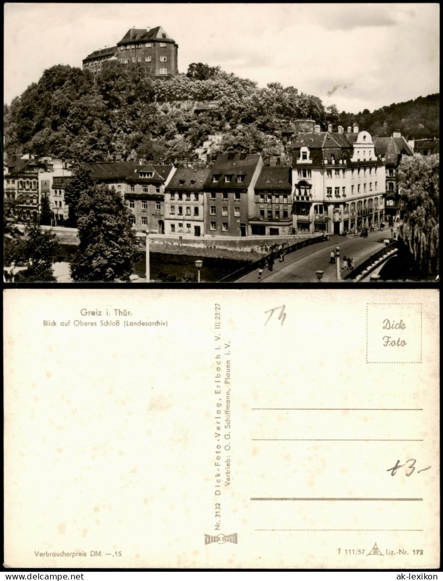 Ansichtskarte Greiz Blick Auf Oberes Schloß (Landesarchiv) 1957 - Greiz