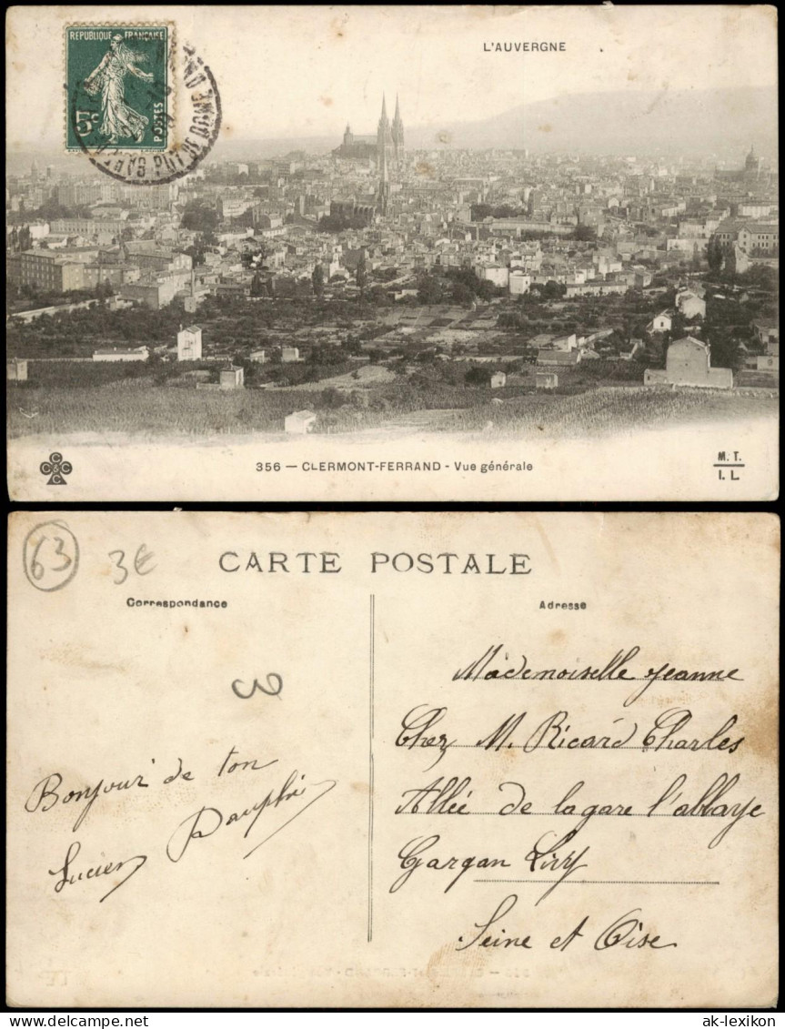 CPA Clermont-Ferrand Vue Générale, Stadt-Panorama 1909 - Clermont Ferrand