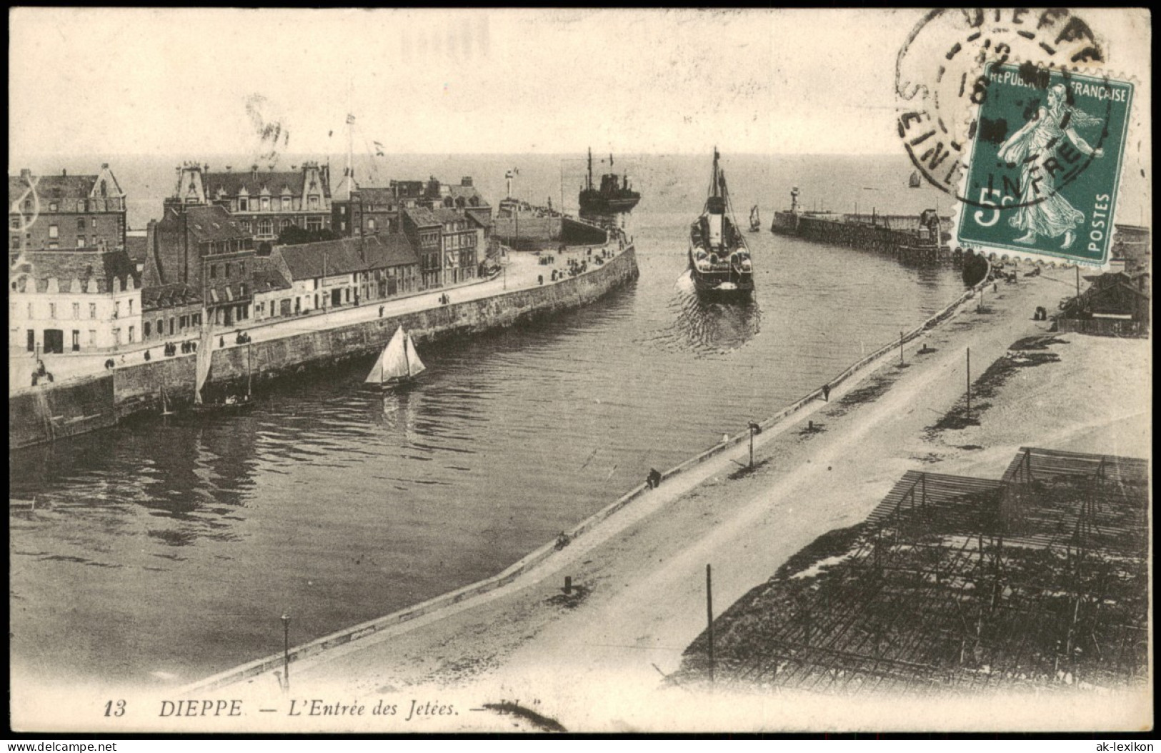 CPA Dieppe L'Entrée Des Jetées; Hafen-Einfahrt 1910 - Dieppe