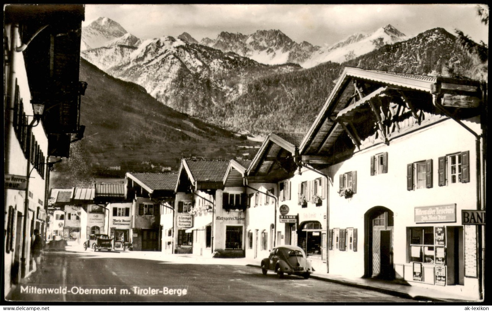 Ansichtskarte Mittenwald VW Käfer Obermarkt 1963 - Mittenwald