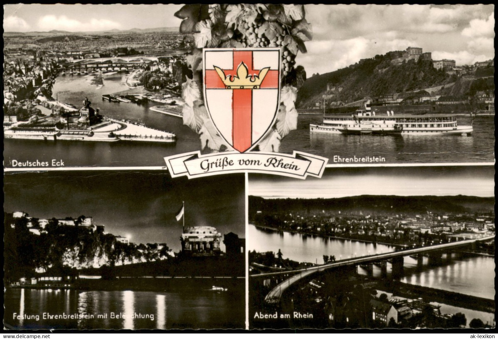 Ansichtskarte Koblenz Dampfer, Luftbild, Tag Und Nacht 1959 - Koblenz