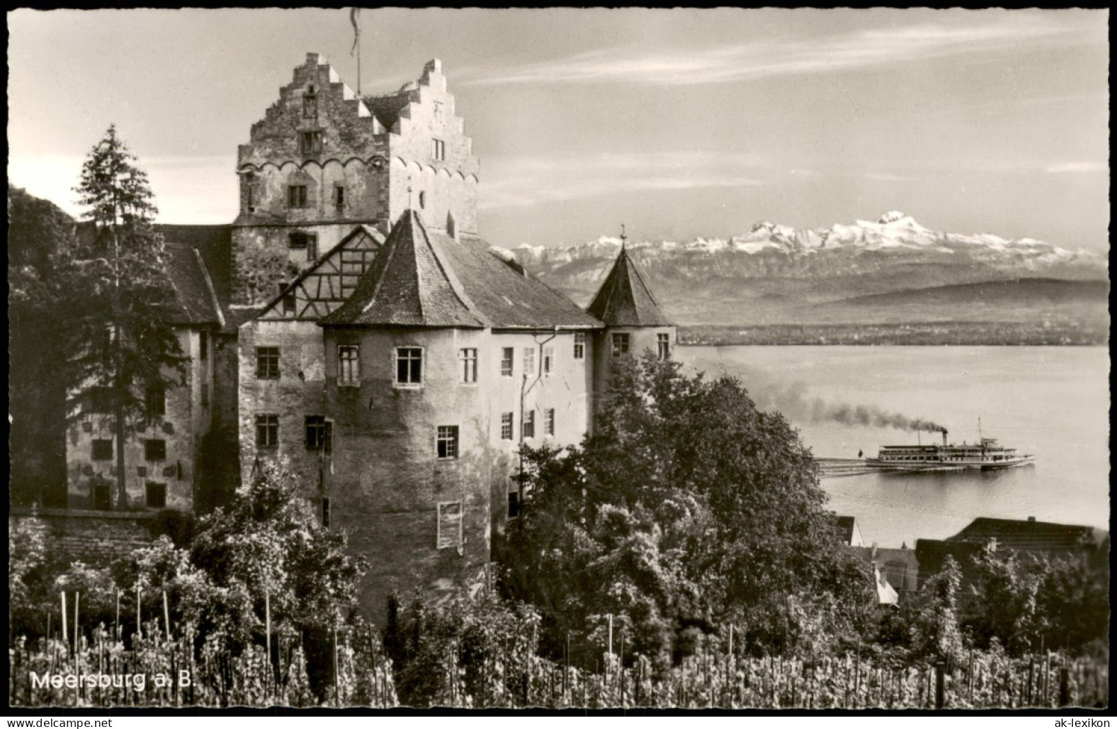 Ansichtskarte Meersburg Burg, Weinberg Bodensee Dampfer 1963 - Meersburg