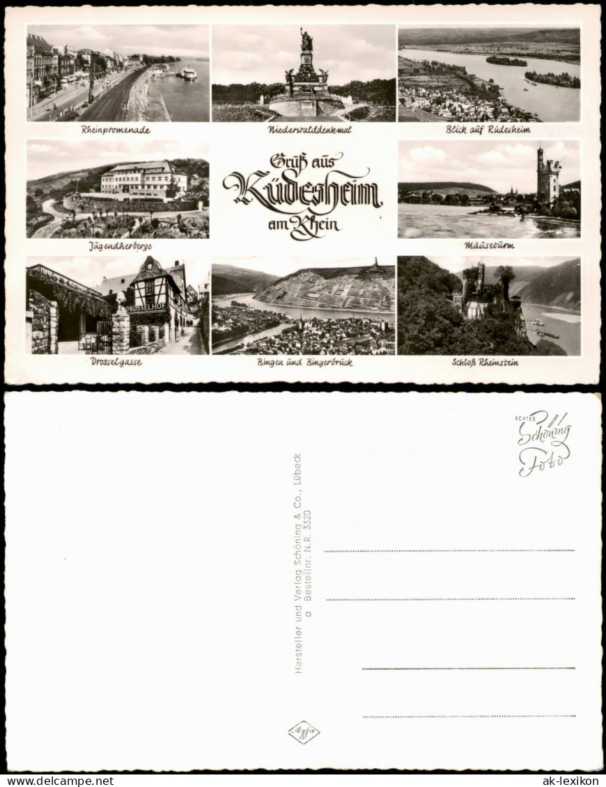 Ansichtskarte Rüdesheim (Rhein) Stadtteilansichten 1962 - Ruedesheim A. Rh.