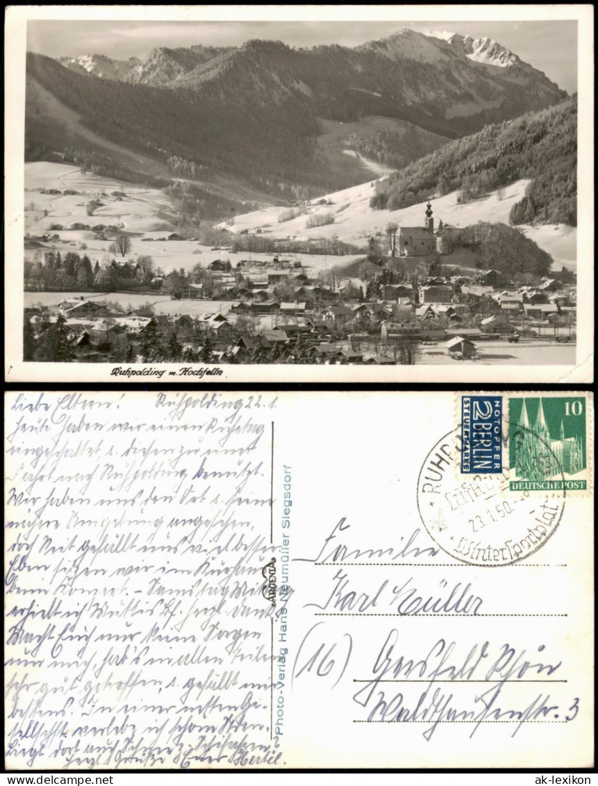 Ansichtskarte Ruhpolding Blick Auf Die Stadt Im Winter 1950 - Ruhpolding