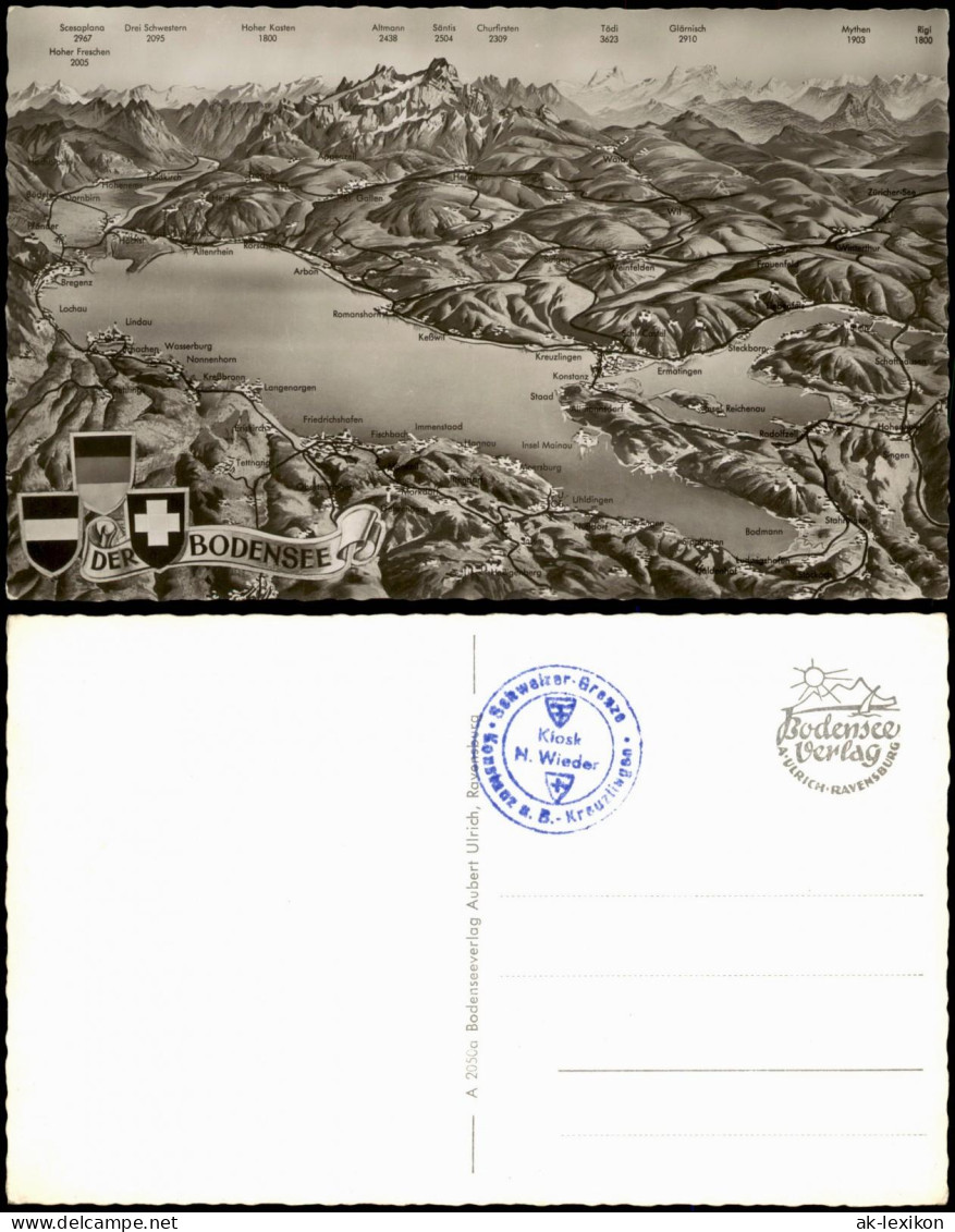 Ansichtskarte  Der Bodensee - Künstlerkarte Aus Der Vogelschau 1965 - Zonder Classificatie