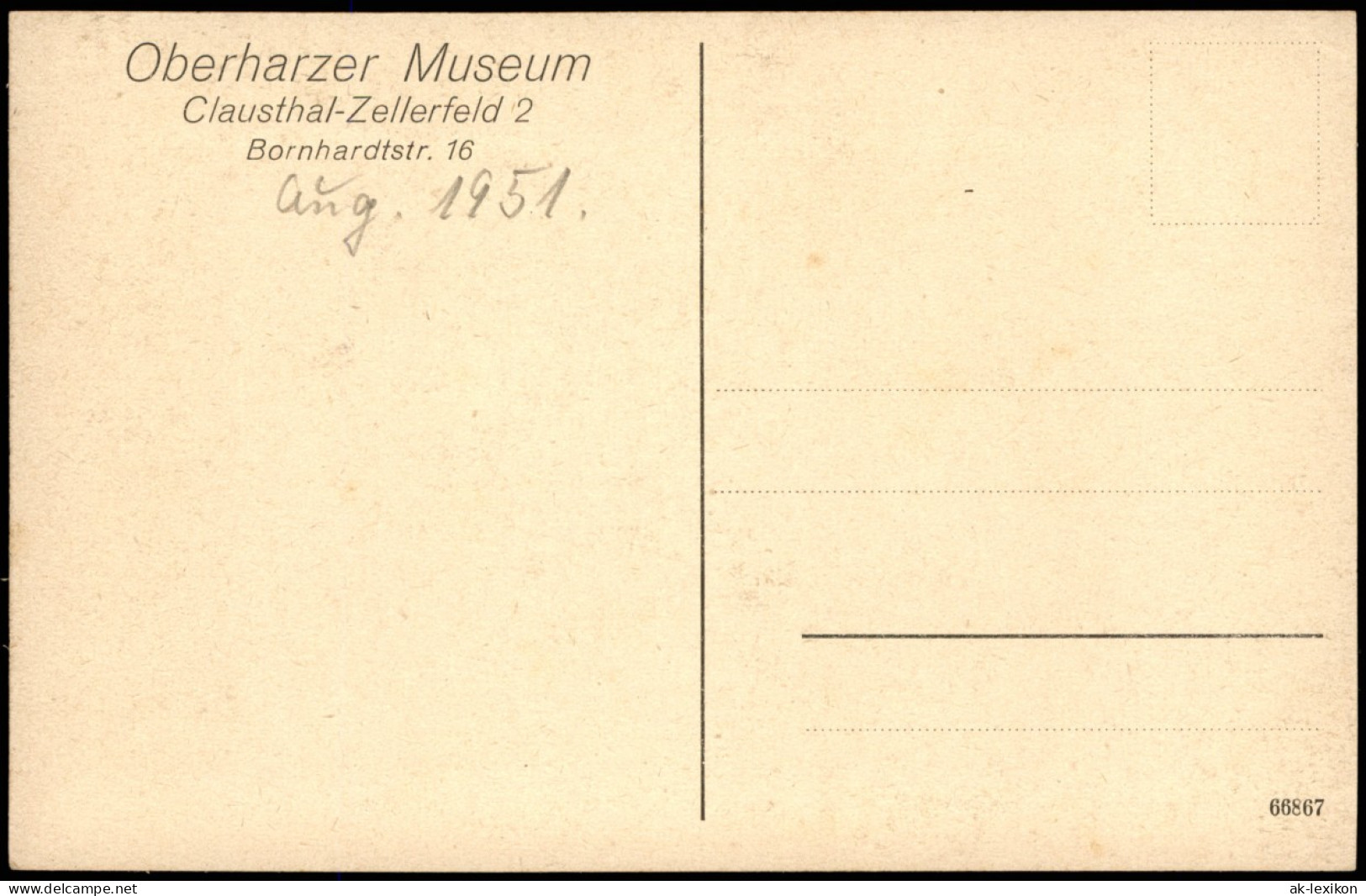 Ansichtskarte Clausthal-Zellerfeld Oberharzer Museum, Bornhardtstr. 16 1951 - Clausthal-Zellerfeld