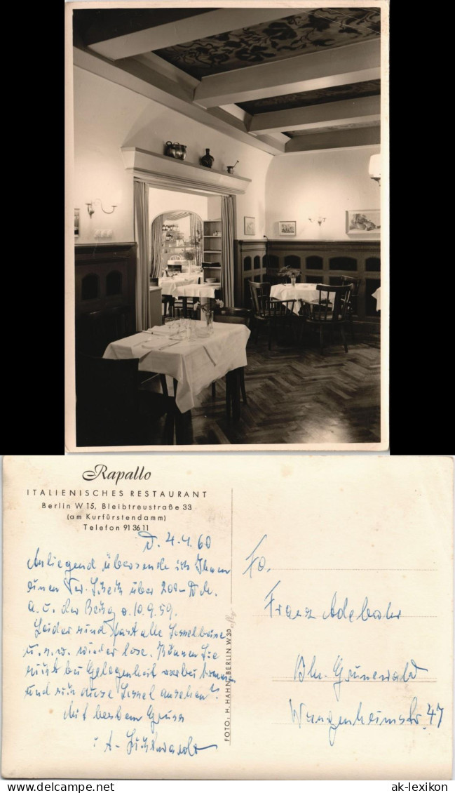 Charlottenburg-Berlin Restaurant Rapallo - Gastraum (Bleibtreustraße) 1959 - Charlottenburg