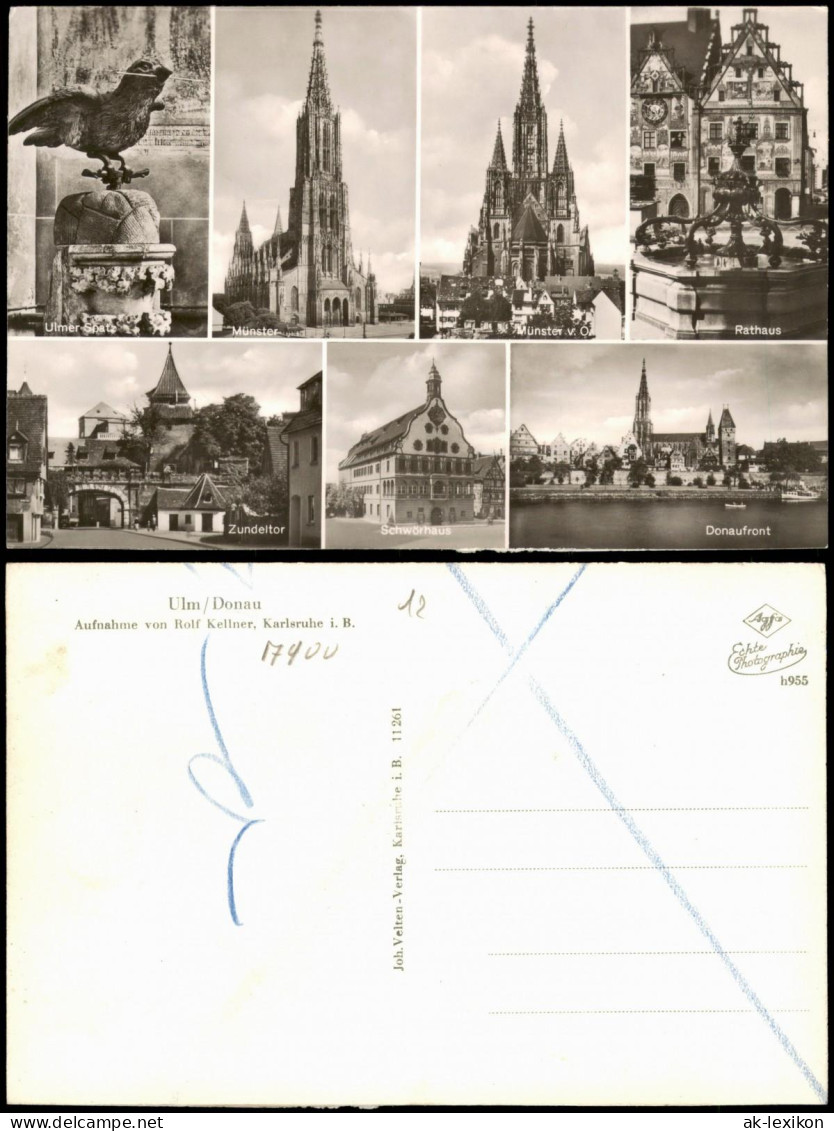 Ulm A. D. Donau Mehrbildkarte Mit Münster, Rathaus, Schwörhaus, Donaufront 1960 - Ulm