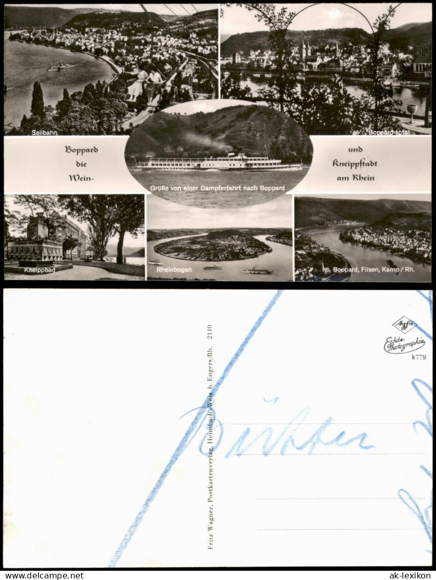 Ansichtskarte Boppard Dampfer, Stadt, Kneippbad 1962 - Boppard
