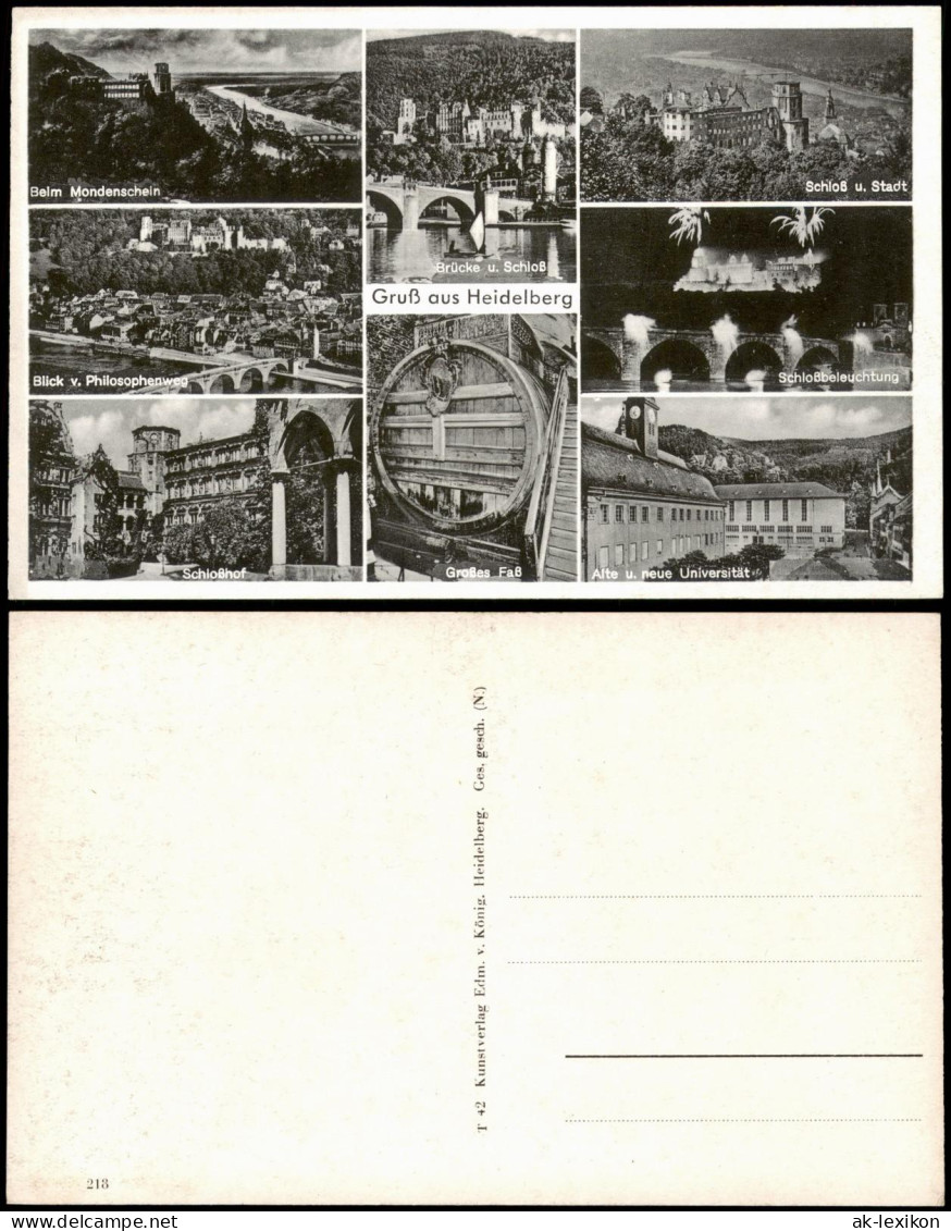 Heidelberg Mehrbildkarte Mit 8 Ortsansichten Stadt-Ansichten 1950 - Heidelberg