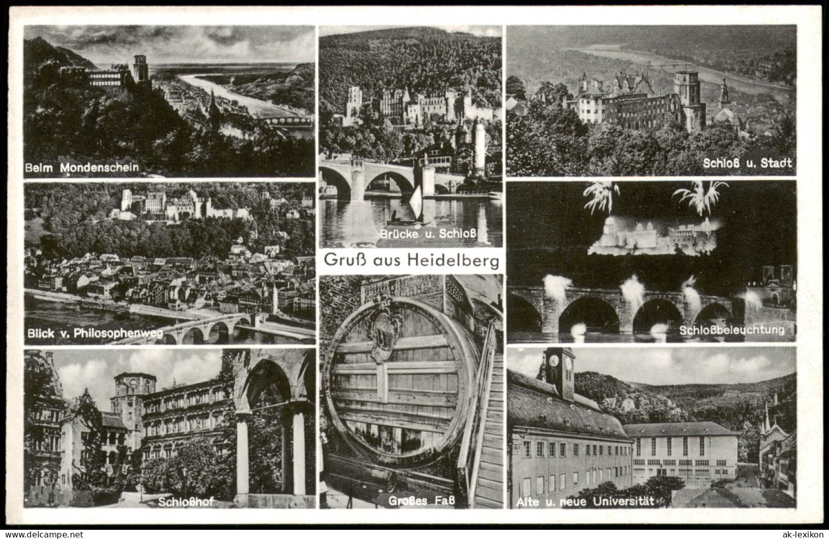 Heidelberg Mehrbildkarte Mit 8 Ortsansichten Stadt-Ansichten 1950 - Heidelberg