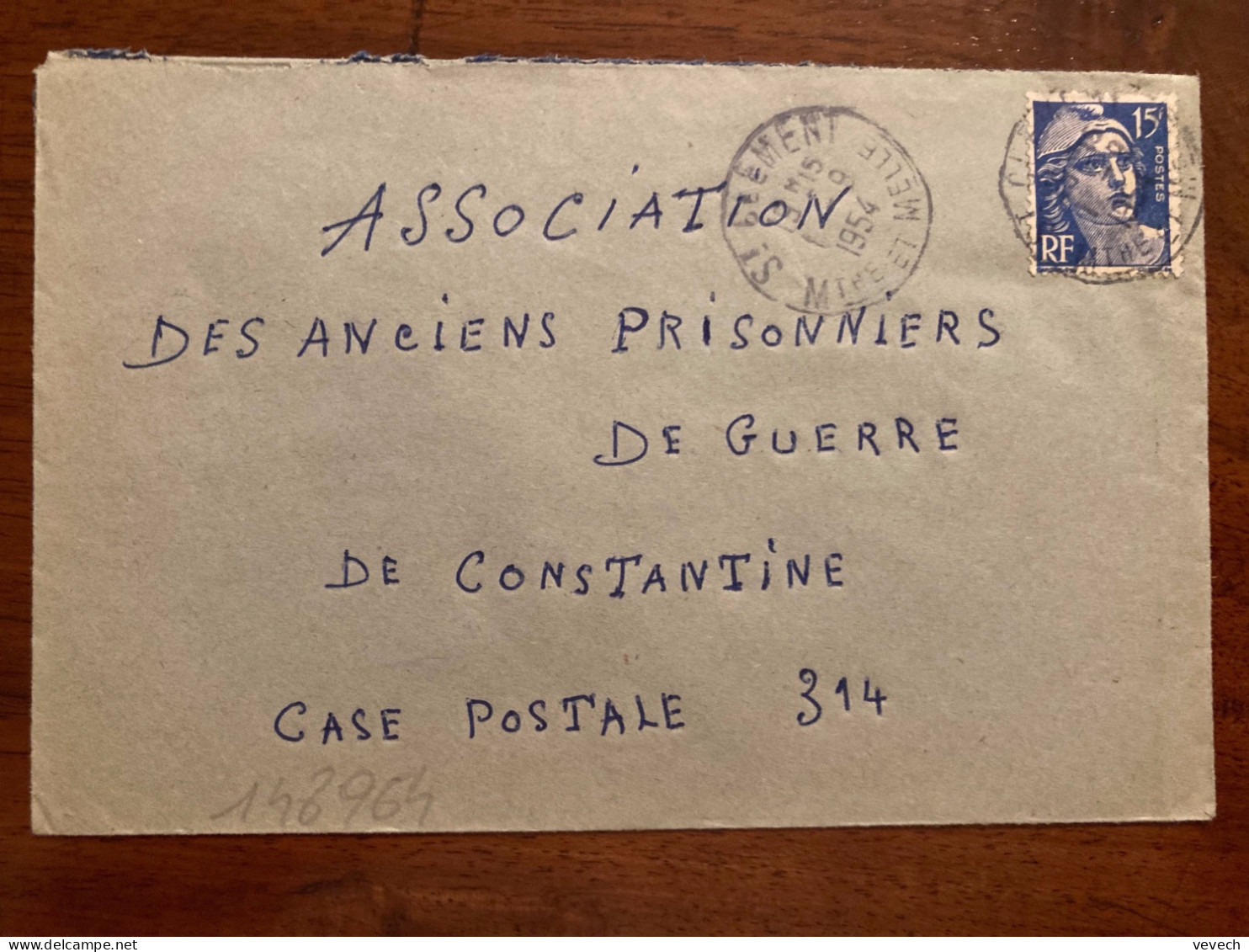 LETTRE Pour ALGERIE TP M DE GANDON 15F OBL.1-9 1954 ST CLEMENT (54) - 1945-54 Marianne De Gandon