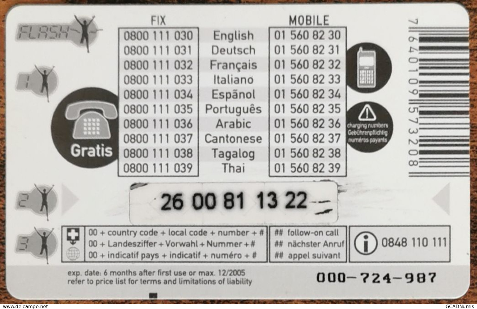 Carte De Recharge - FLASH Minutes Leader Belgique 2006 - Télécarte ~58 - [2] Tarjetas Móviles, Recargos & Prepagadas