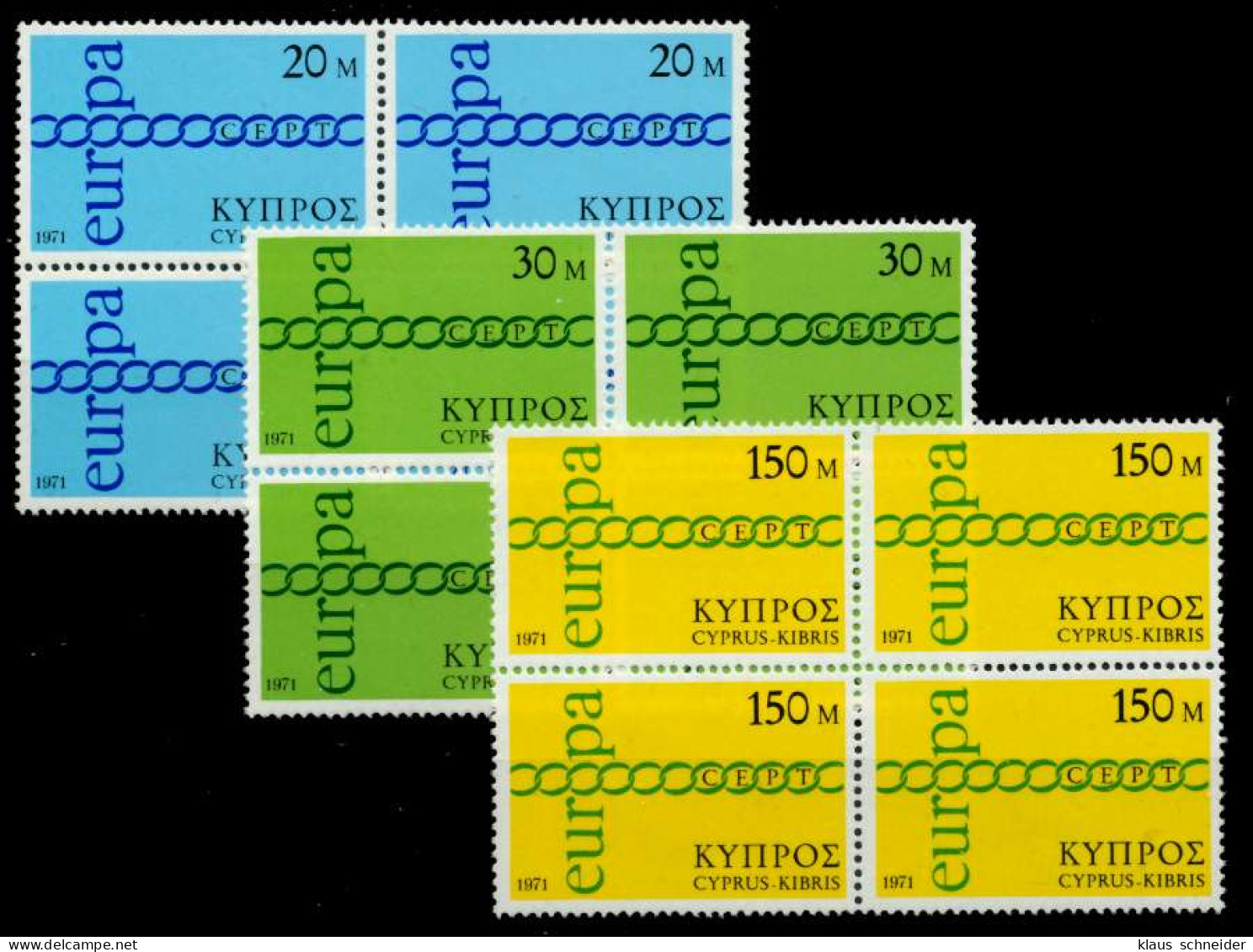 ZYPERN 1971 Nr 359-361 Postfrisch VIERERBLOCK S039E4A - Unused Stamps