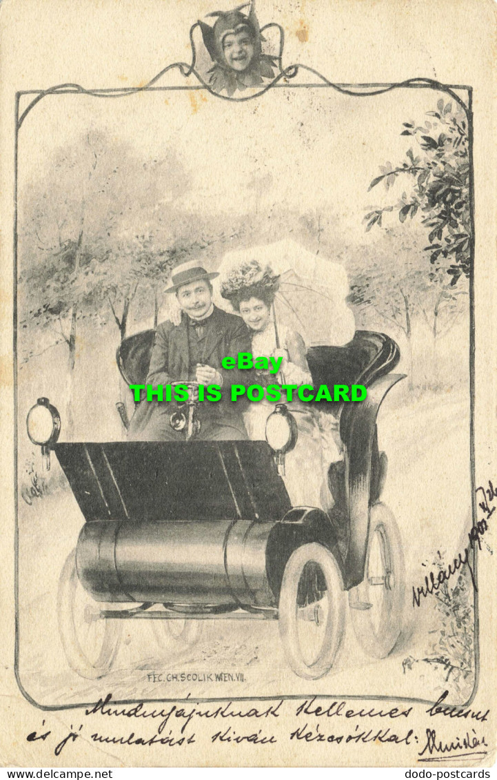 R611086 A Woman With A Man In A Car. FFC. CH. Scolik. Wien. VIII. Postcard - World