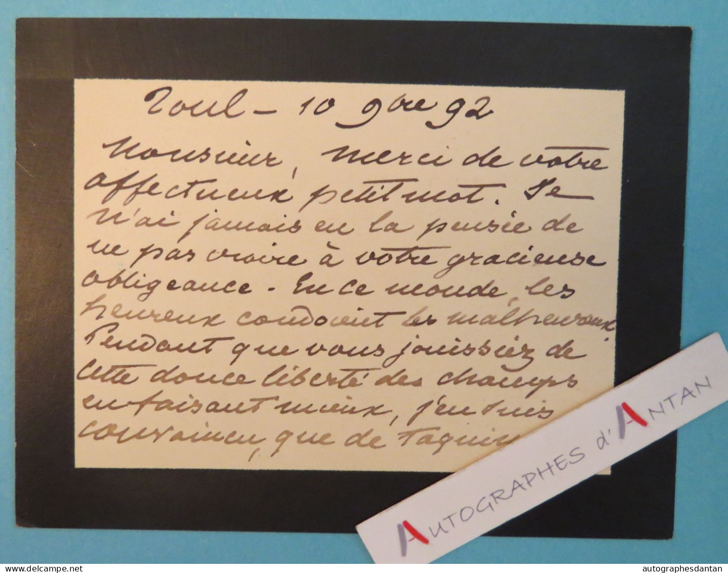 ● De CORNULIER LUCINIERE 1892 - Toul - (Meurthe Et Moselle) - Cuirassé Chine - Carte Lettre Autographe Noblesse L.A.S - Autres & Non Classés