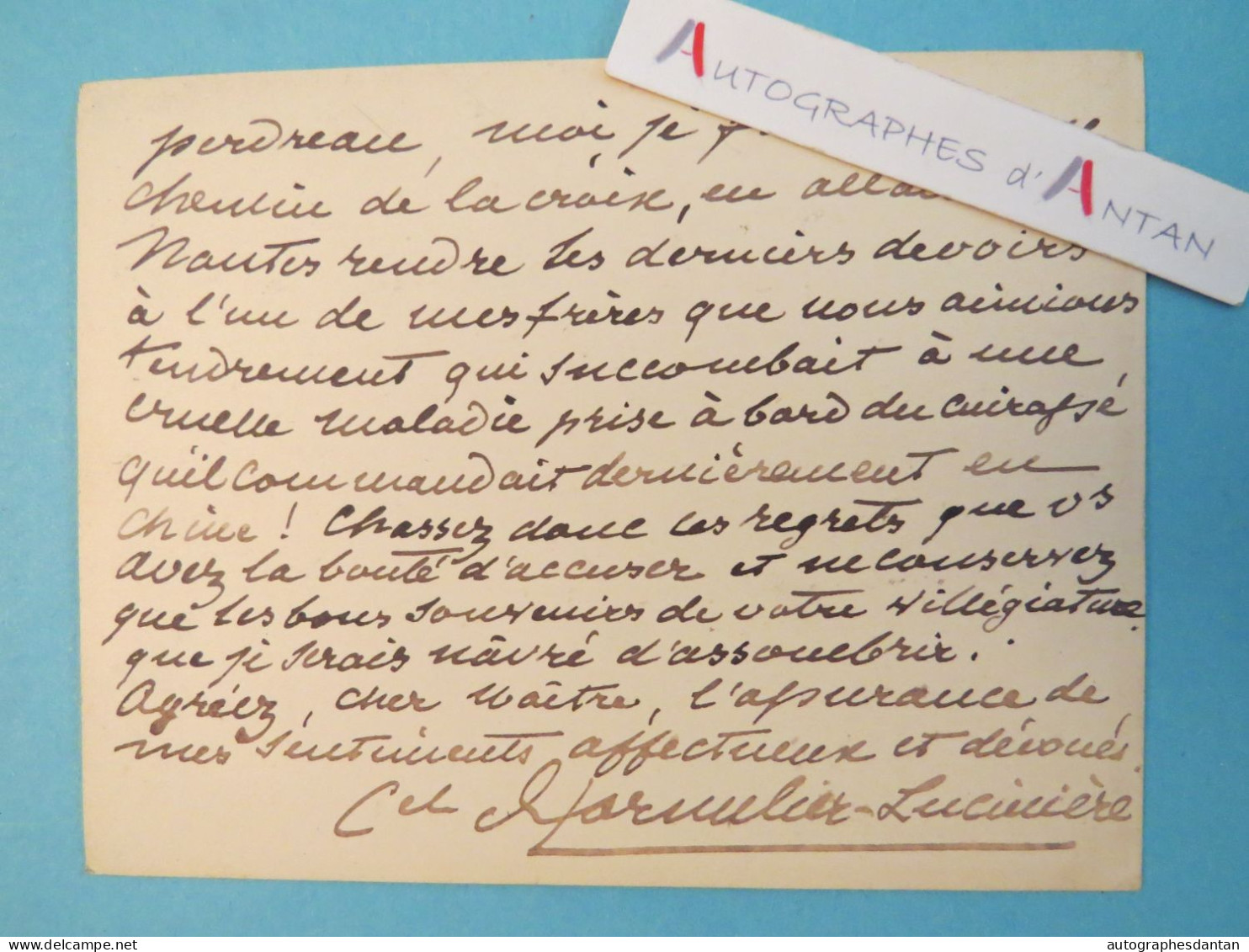 ● De CORNULIER LUCINIERE 1892 - Toul - (Meurthe Et Moselle) - Cuirassé Chine - Carte Lettre Autographe Noblesse L.A.S - Other & Unclassified