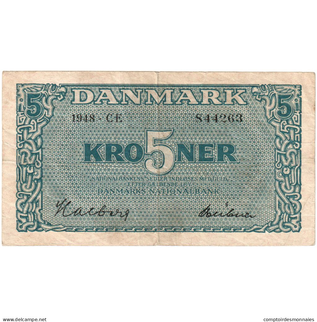 Danemark, 5 Kroner, KM:35e, TTB - Dinamarca