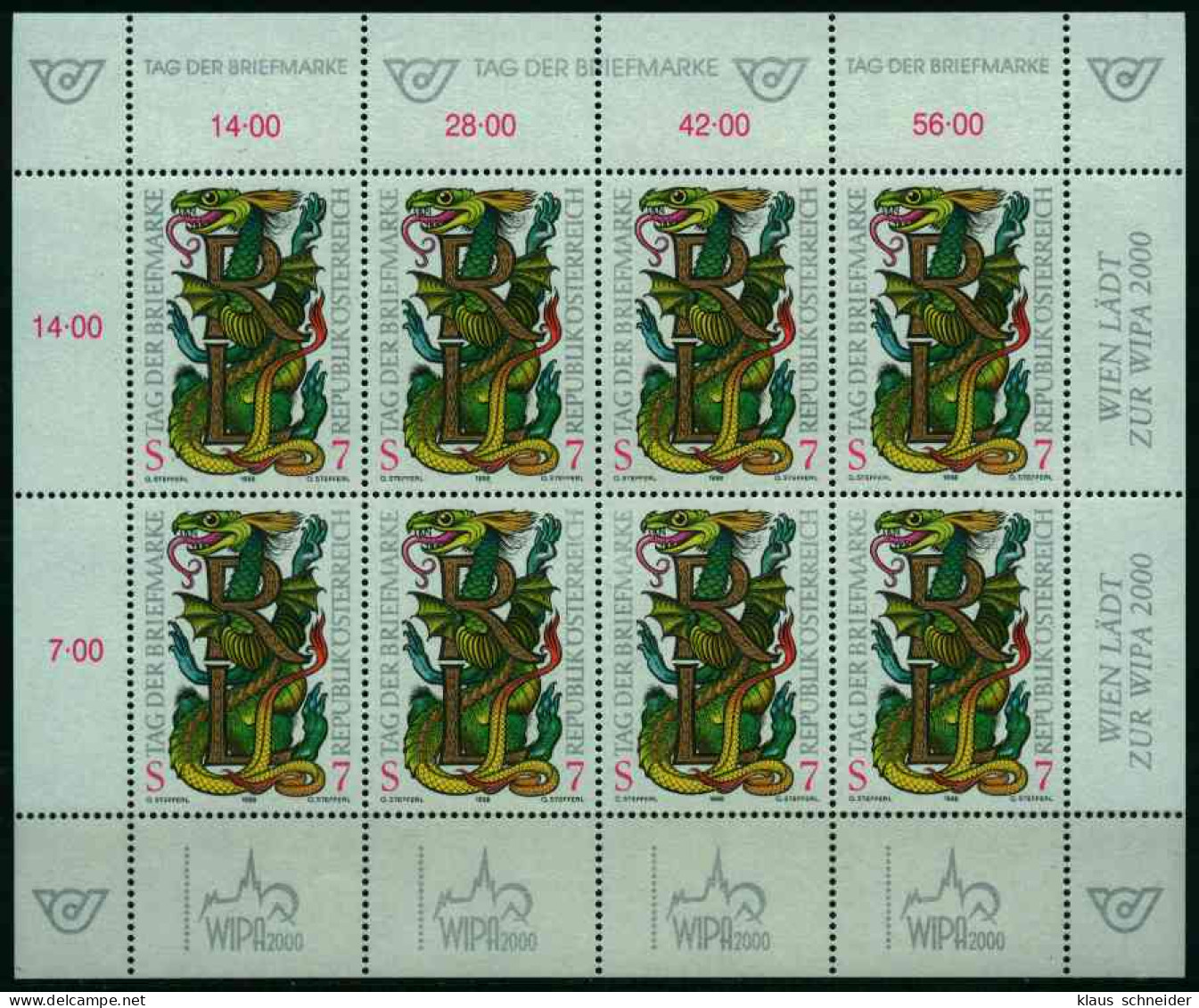 ÖSTERREICH BLOCK KLEINBOGEN 1990-1999 Nr 2260 Ungebraucht S847786 - Blocs & Feuillets