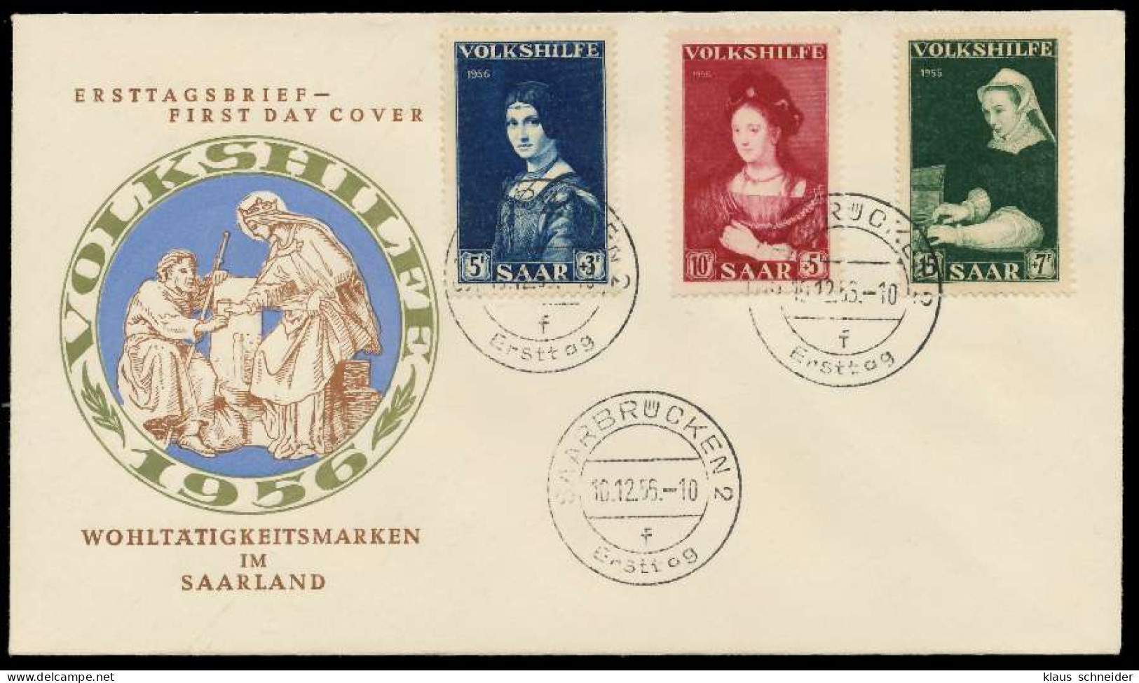 SAARLAND 1956 Nr 376-378 BRIEF FDC X78DC5A - Covers & Documents