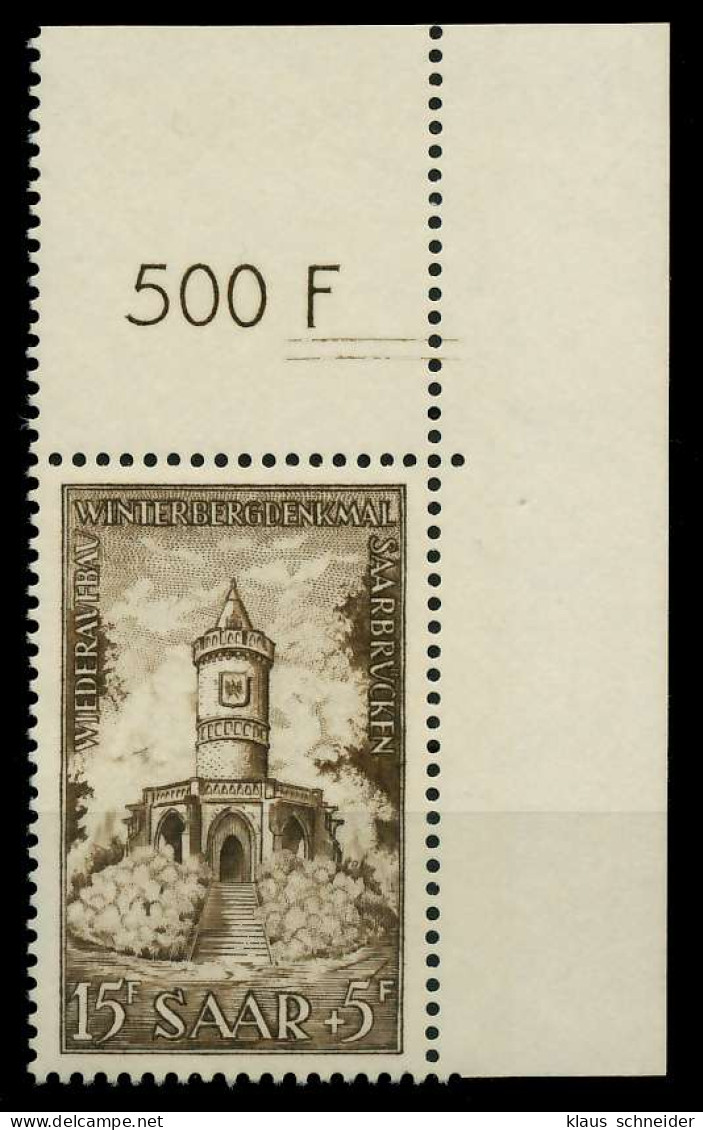 SAARLAND 1956 Nr 375 Postfrisch ECKE-ORE X79DBCE - Nuovi