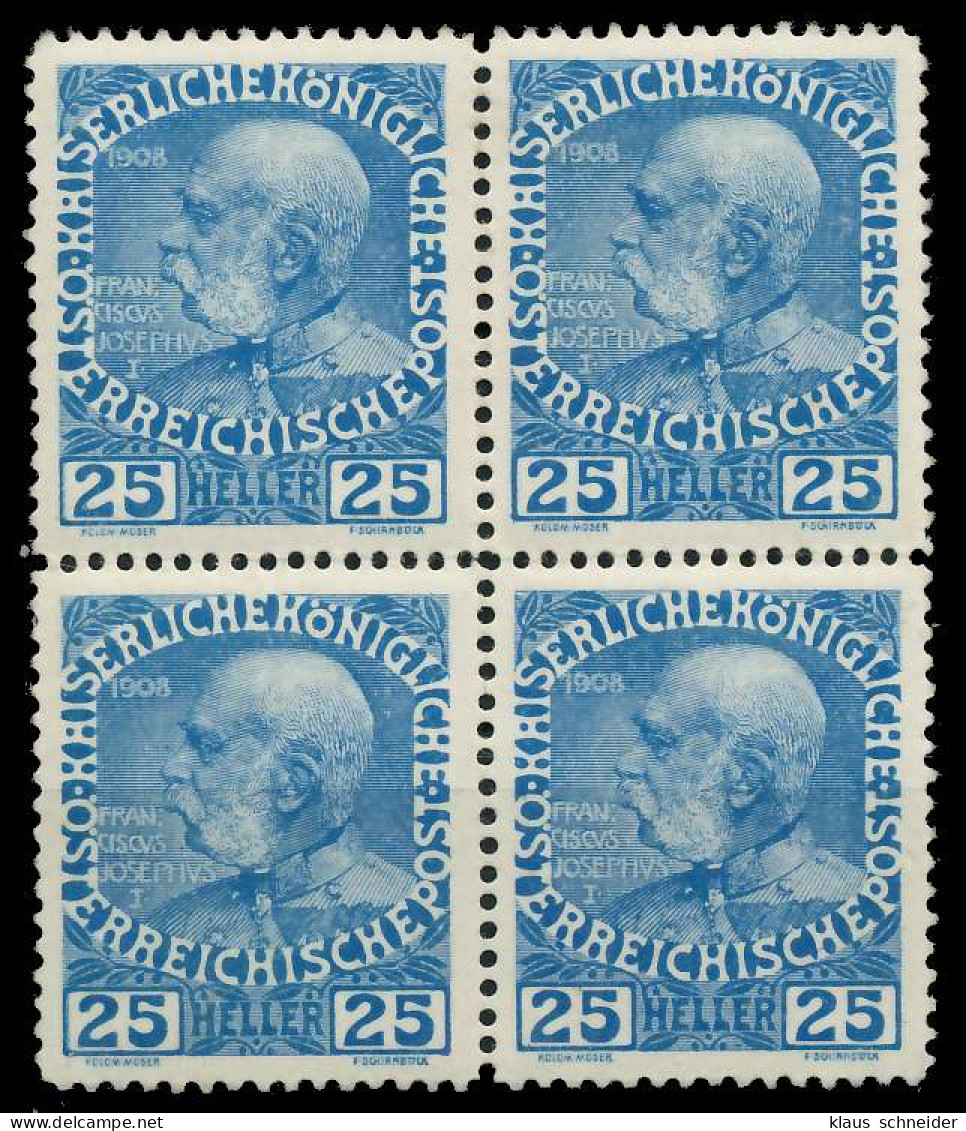 ÖSTERREICH 1908 Nr 147vPII Postfrisch VIERERBLOCK X7A1342 - Ongebruikt