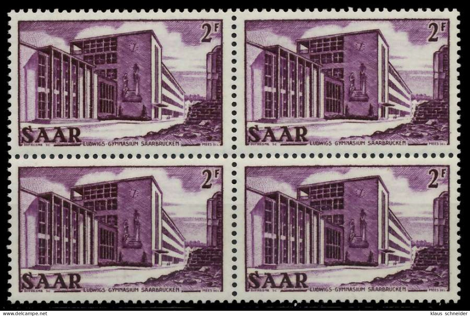 SAARLAND 1952 Nr 320 Postfrisch VIERERBLOCK X7A148A - Unused Stamps