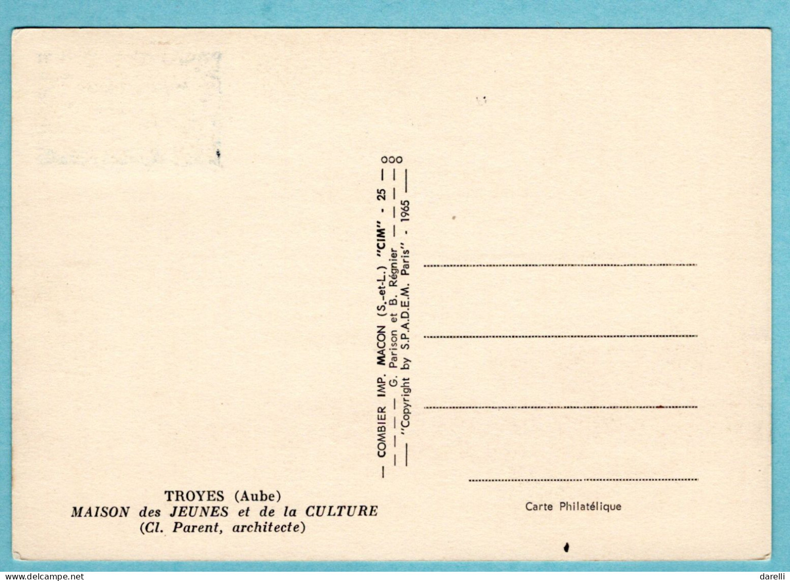 Carte Maximum 1965 - Maison Des Jeunes Et De La Culture - YT 1448 - Paris - 1960-1969