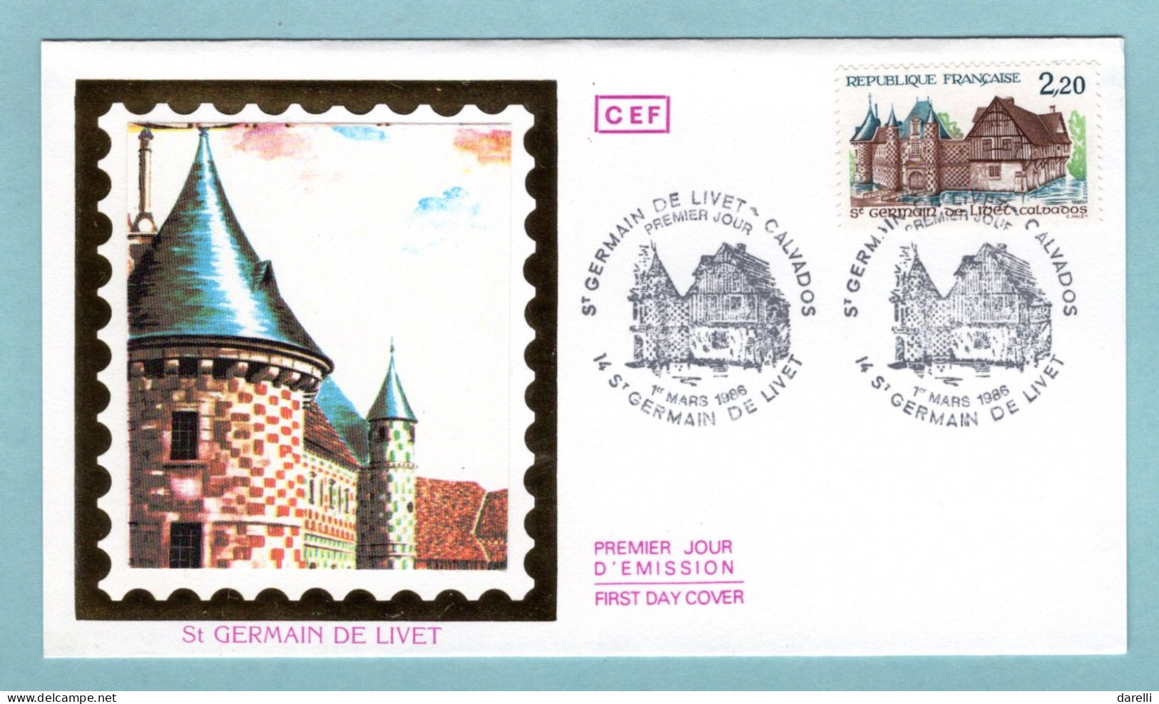 FDC France 1986 - Série Touristique - Saint Germain De Livet - Manoir Normand - YT 2403 - 14 St Germain De Livet - 1980-1989