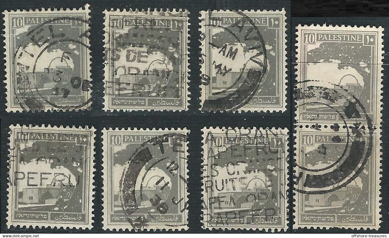 Palestine British Mandate 1927-1942 Stamp Lot 10 Mill X 8 Pcs Rachel's Tomb - Used Various Cancellations - Palestina