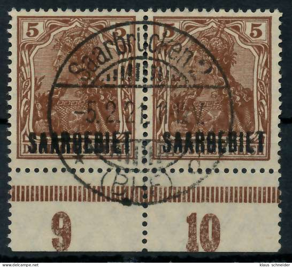 SAARGEBIET GERMANIA Nr 44a Zentrisch Gestempelt WAAGR PAAR U X7B2292 - Usados