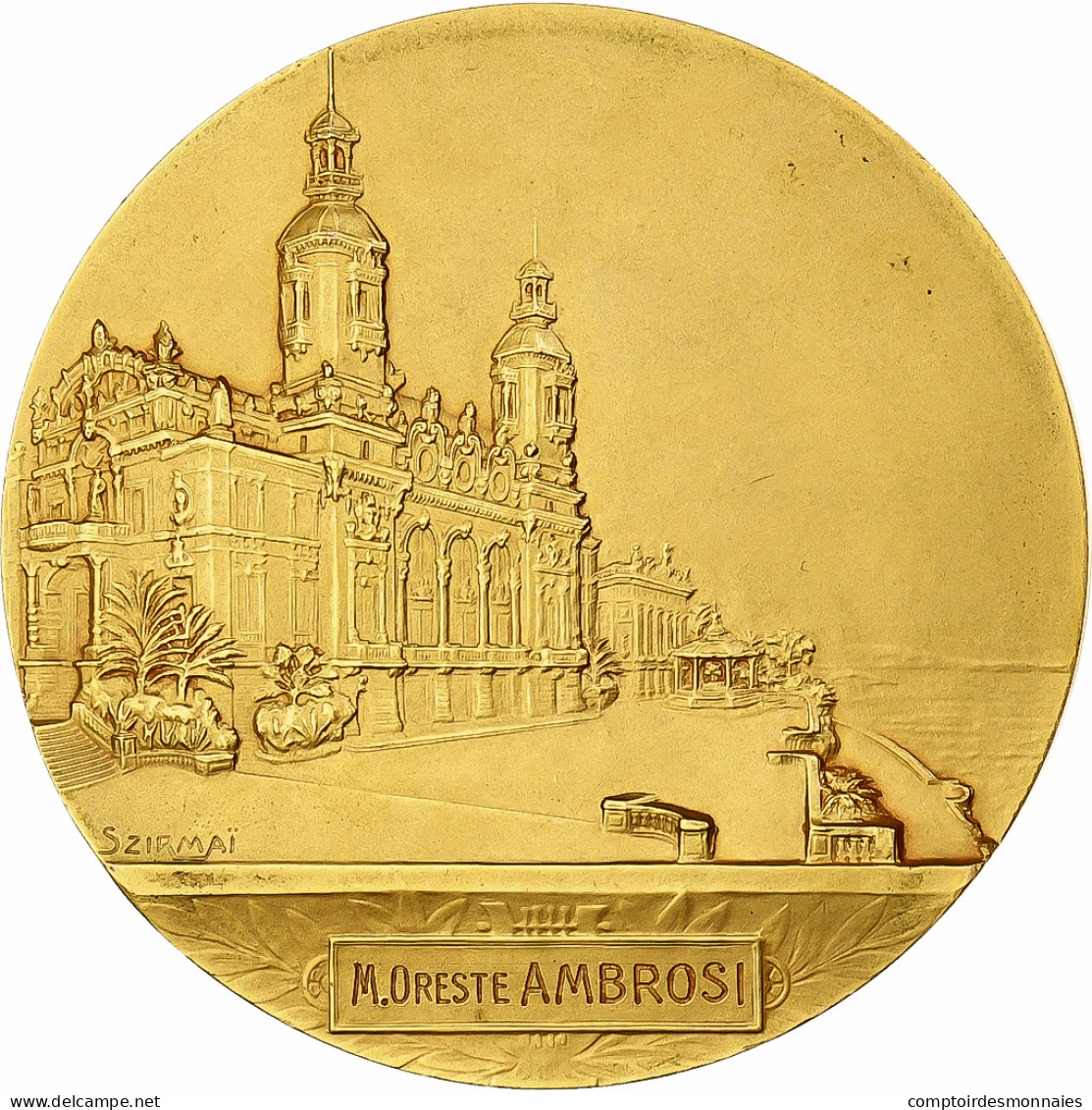 Monaco, Médaille, Cinquantenaire De La Société Des Bains De Mer, 1913, Gilt - Autres & Non Classés