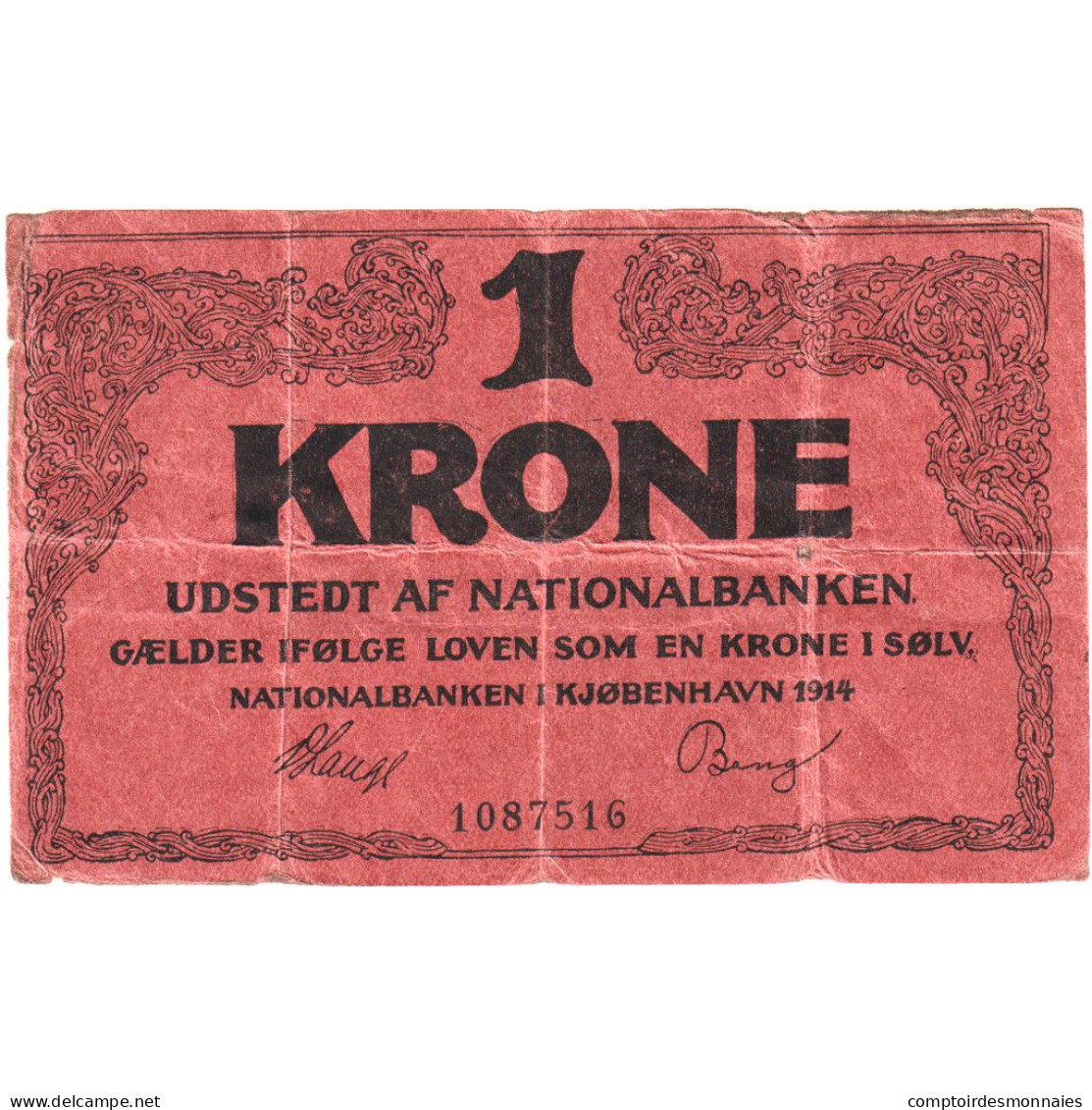 Danemark, 1 Krone, 1914-10-01, TTB - Dinamarca