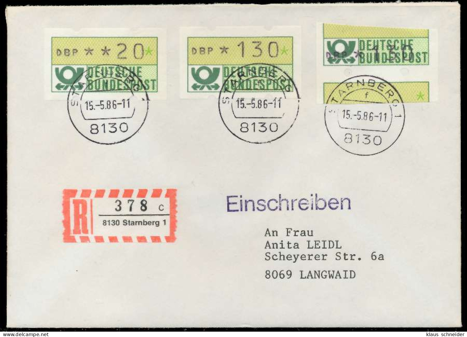 BRD ATM1-130 BRIEF MIF STARNBERGER SPRINGER X7E226E - Timbres De Distributeurs [ATM]