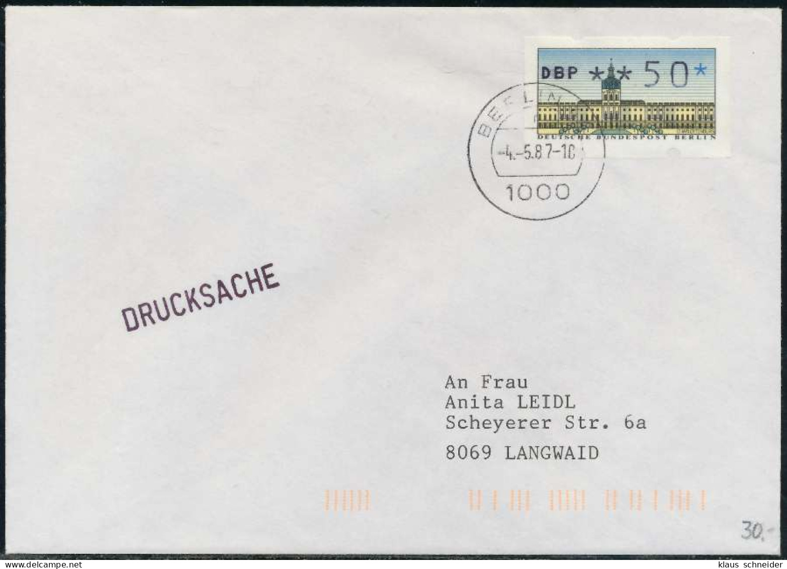 BERLIN ATM 1-050 DRUCKSACHE EF FDC X7E4686 - Covers & Documents